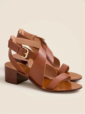 J.Crew Cross-strap block-heel sandals in leather